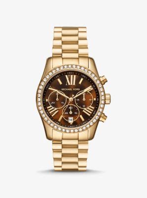 lexington pavé gold tone watch